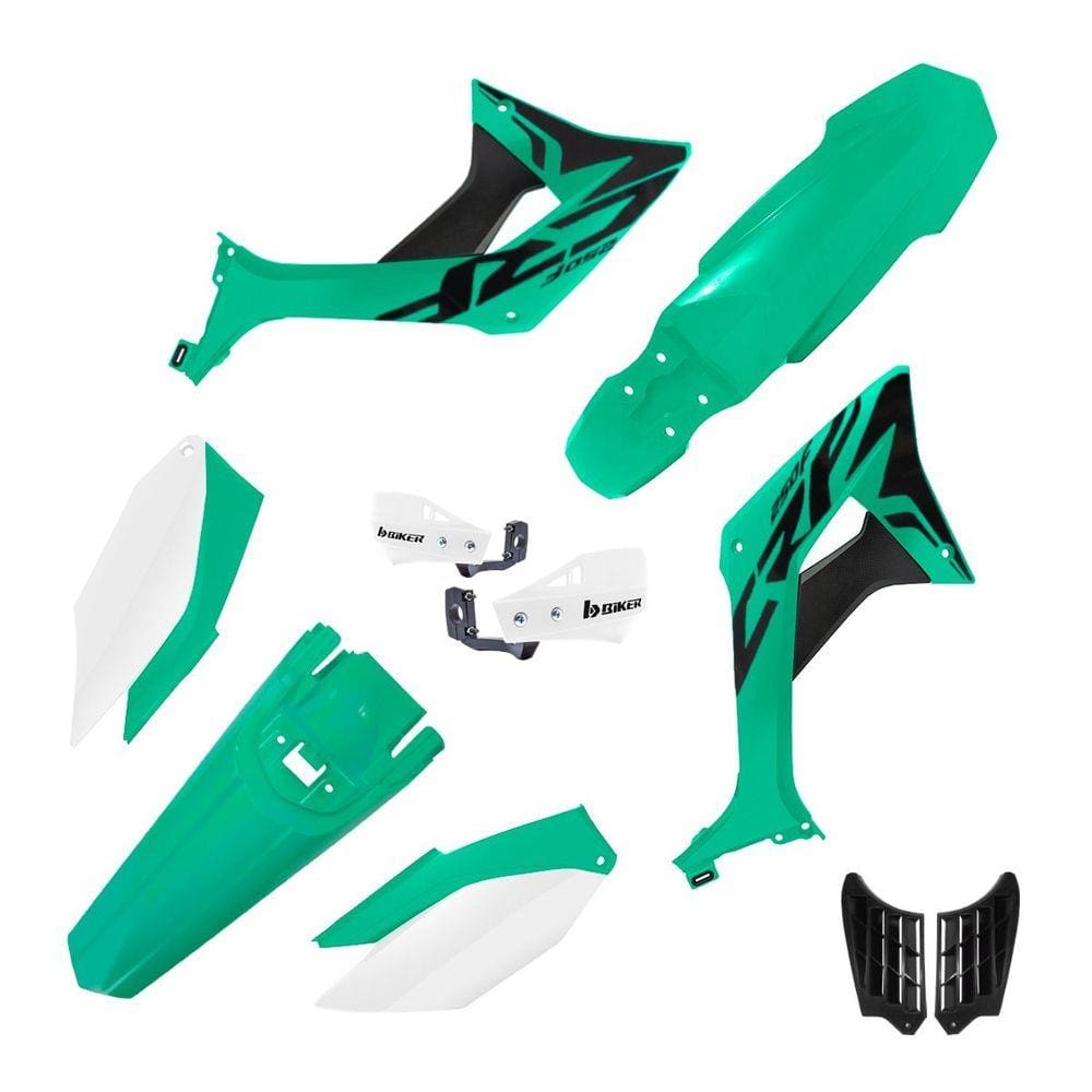 Kit Plástico Biker Evo Crf 250f Com Adesivos + Protetor De Mão Biker