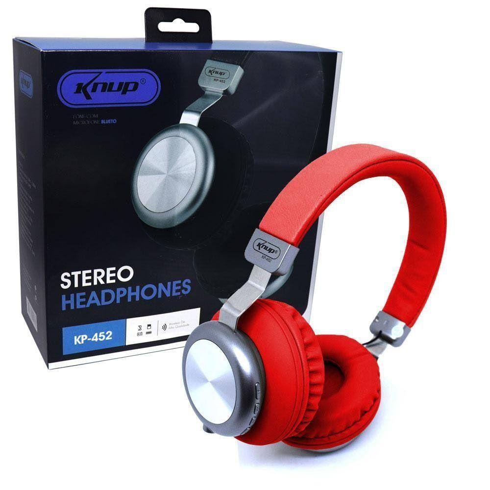 Headphone Microfone E Bluetooth Fm Mp3 Kp-452 - Vermelho | Casas Bahia