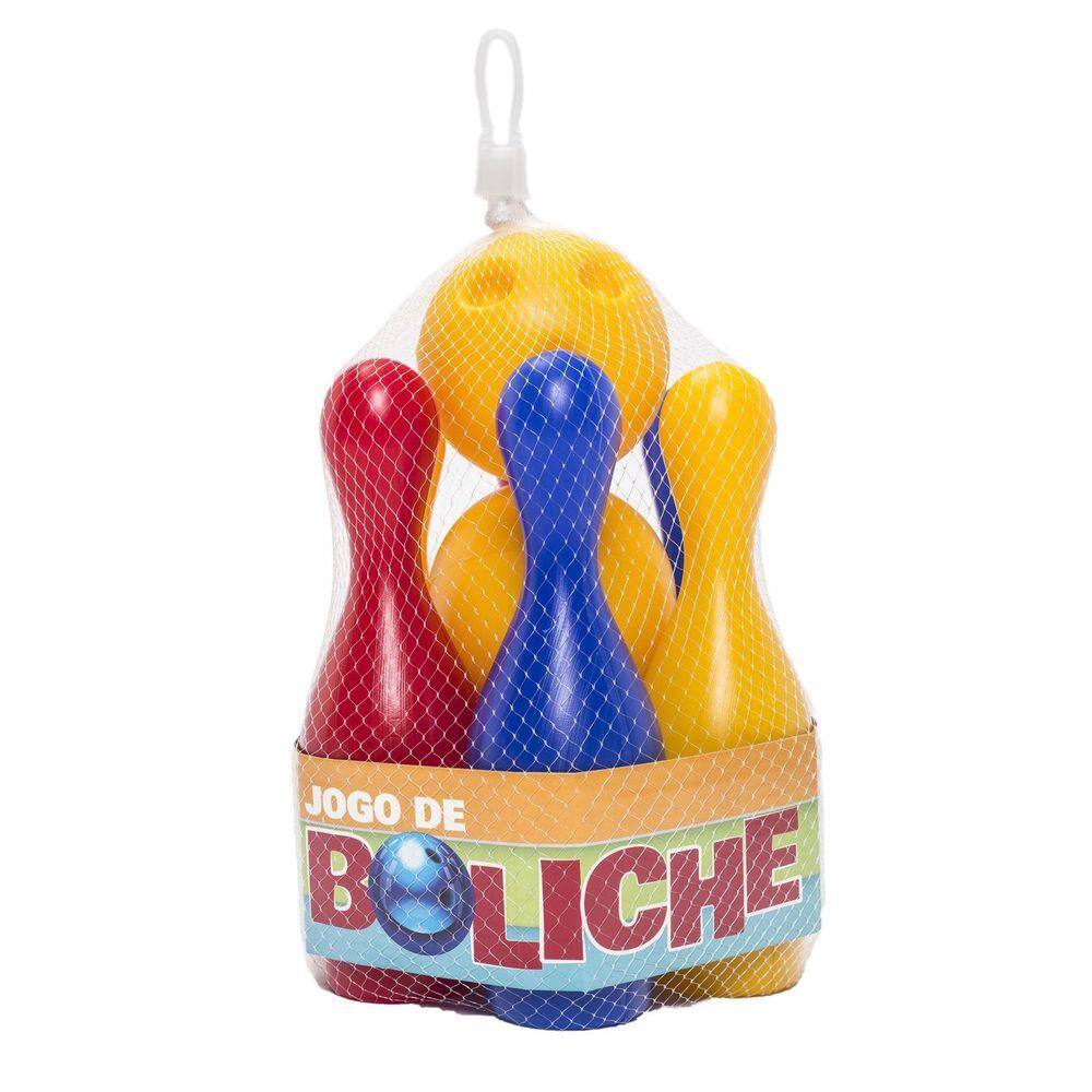 Jogo Mini Boliche com 6 pinos de 19 cm e 2 bolas de plástico