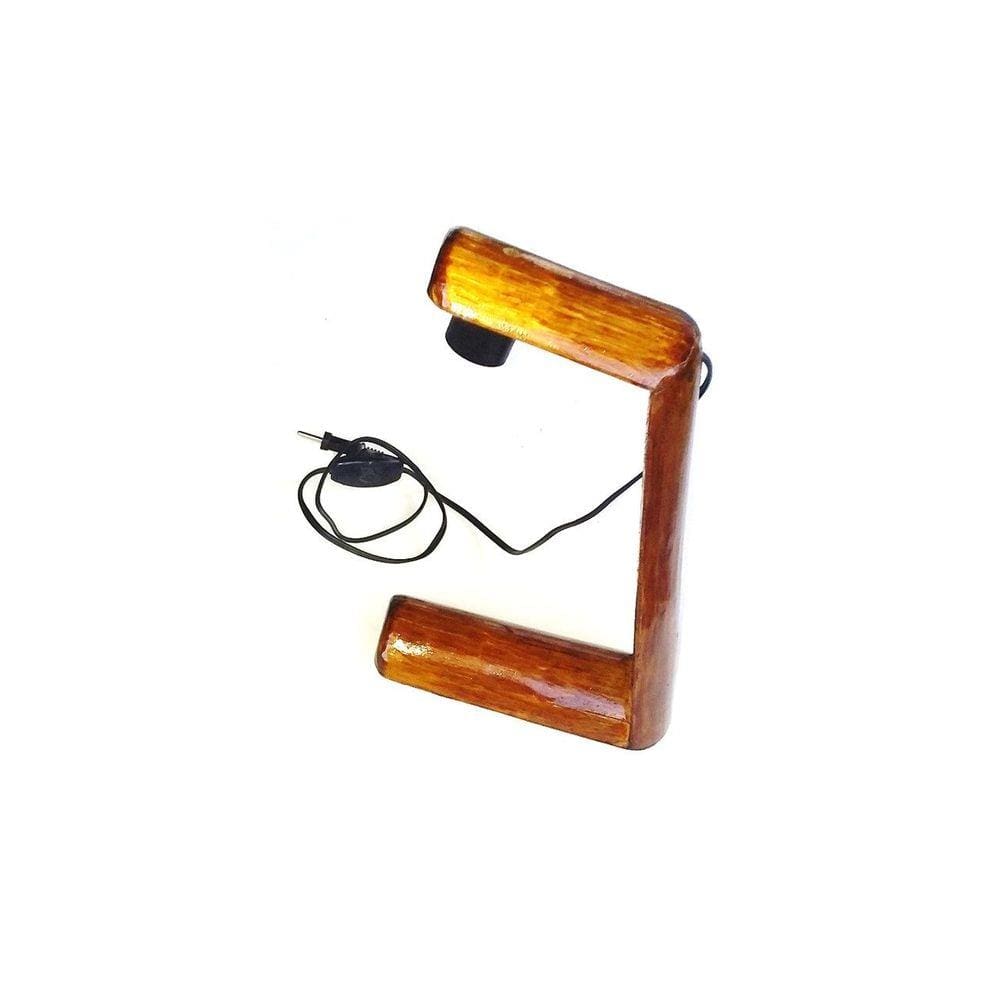 Abajur Luminária Em Madeira Rústica