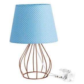 Abajur Cebola Dome Azul/bolinha Com Aramado Cobre