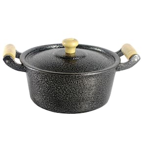 Caçarola Panela Reta Craqueada De Alumínio Alça Madeira 30cm