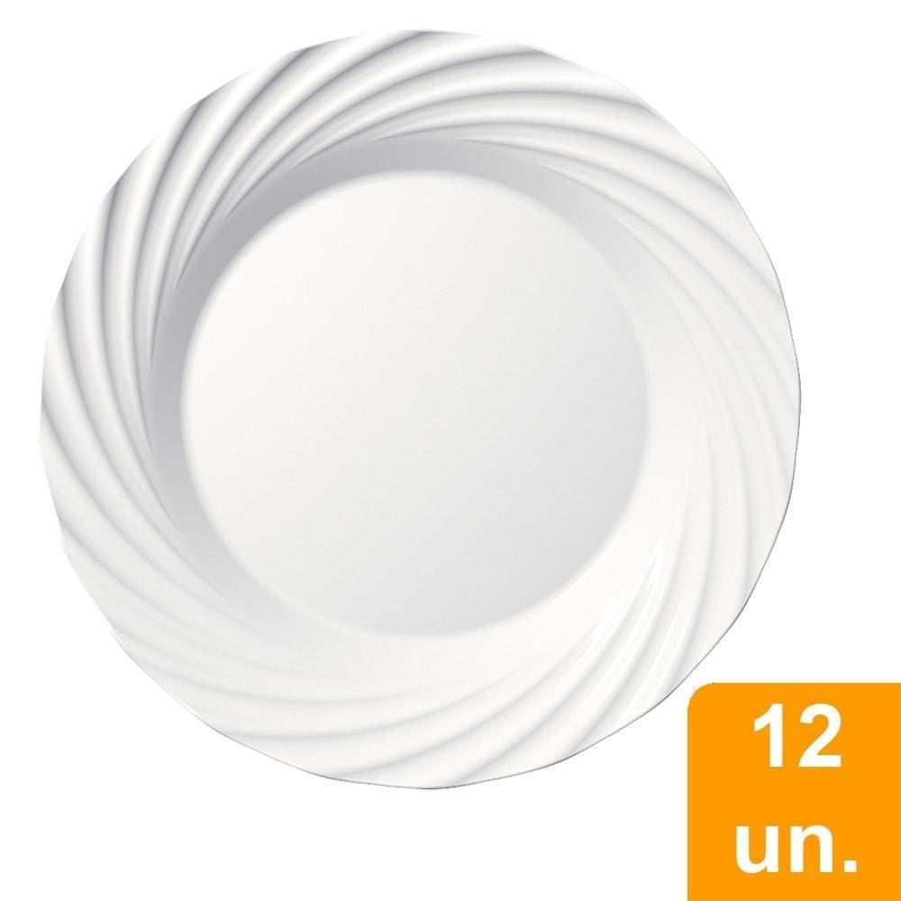 Conjunto de Pratos Rasos Duralex Opaline Jasmim 12 peças