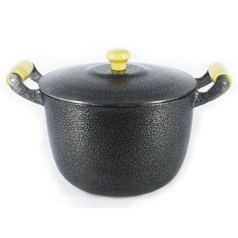 Caldeirão Alumínio Fundido Craqueado Alça De Madeira 20cm