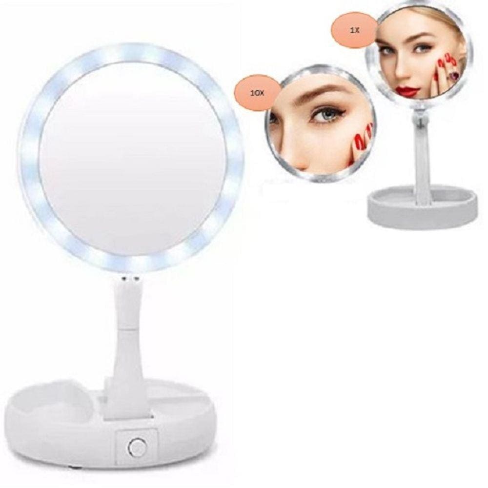 Espelho Luz Led Dobrável Maquiagem Portátil