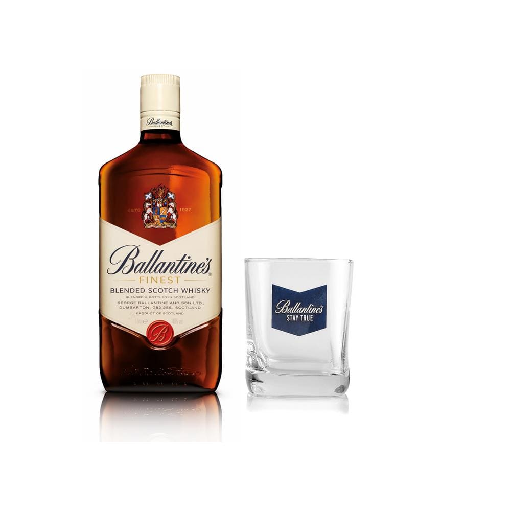 Kit Whisky Ballantine's Finest 1L + Copo de vidro 270ml