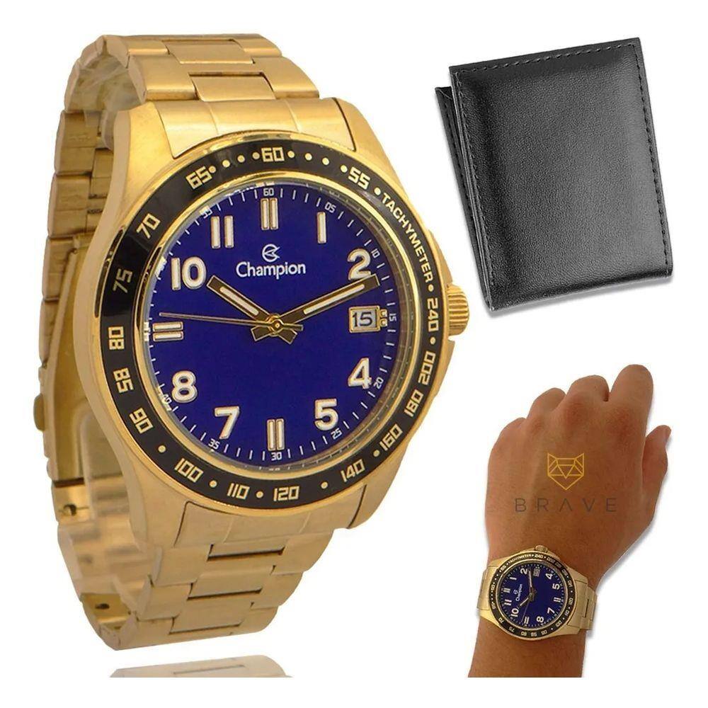 Relógio Masculino Dourado Champion Ouro + Carteira | Casas Bahia