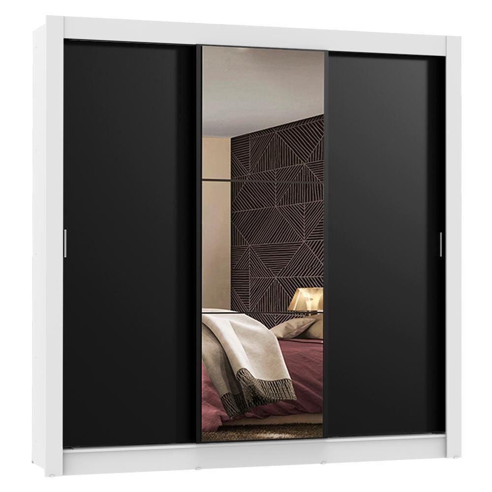 Guarda Roupa Casal Mônaco 3 Portas de Correr Espelho Madesa