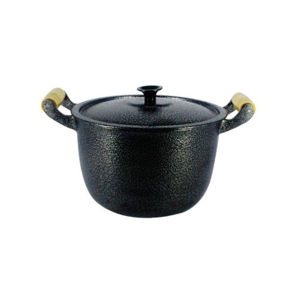 Caldeirão Alumínio Fundido Craqueado Alça De Madeira 24cm