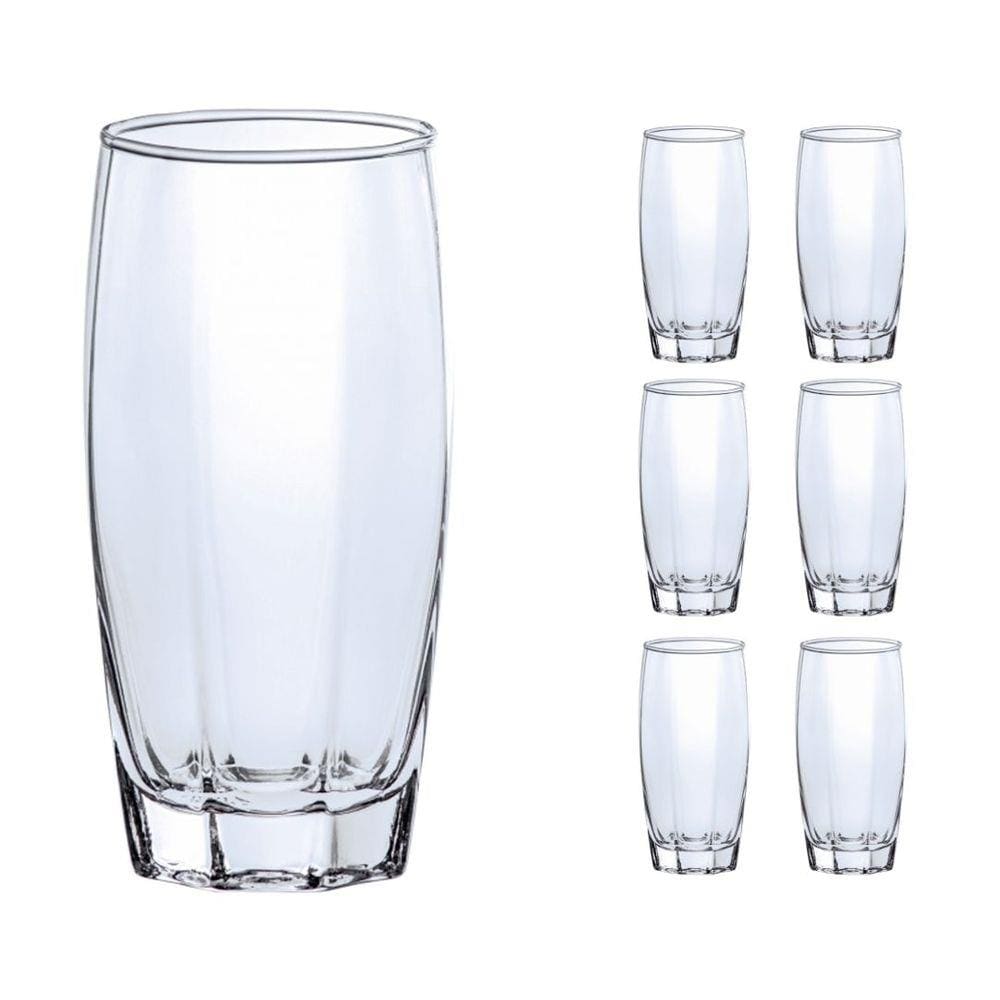 Jogo De 6 Copos Vidro Florence Glamour 370ml Transparente