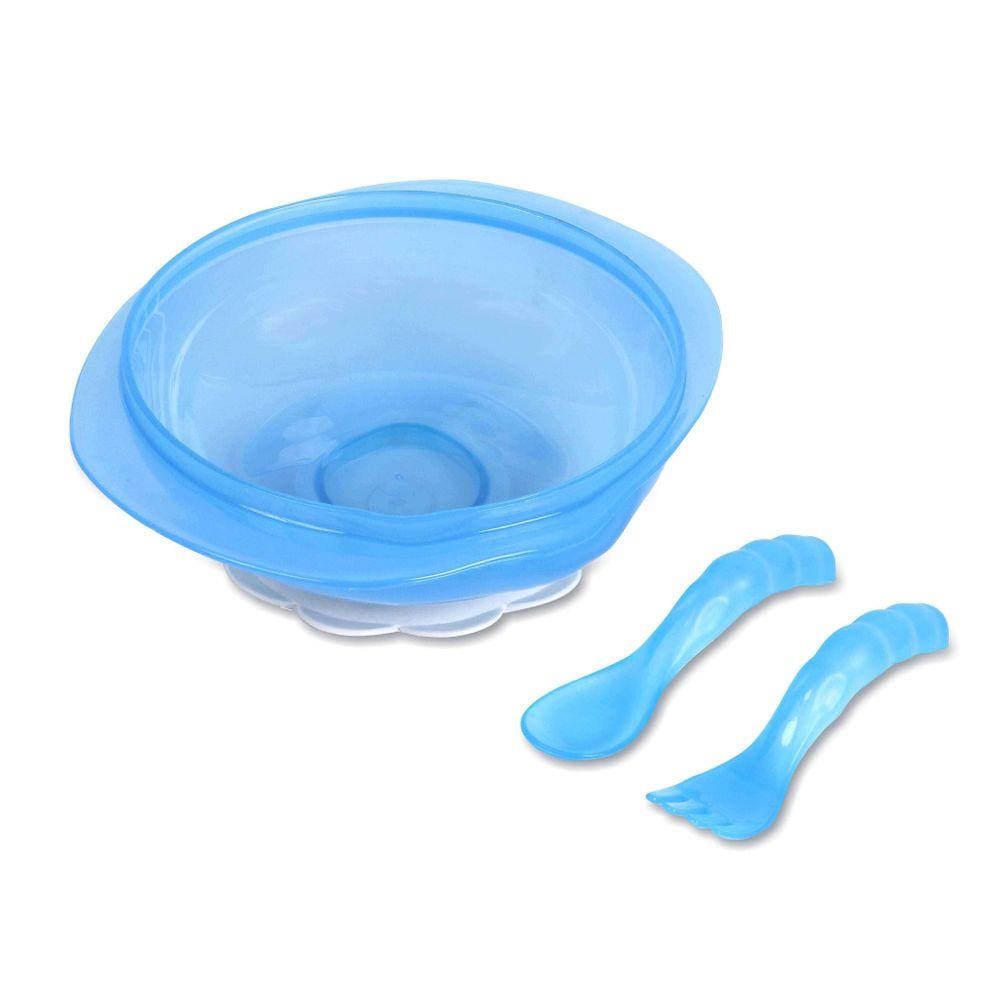KIT PRATO BOWL C/VENTOSA E TALHERES (GARFO E COLHER) - Baby Go Premium