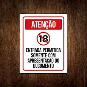 Placa Sinalização - Entrada Permitida Apenas Com Documento