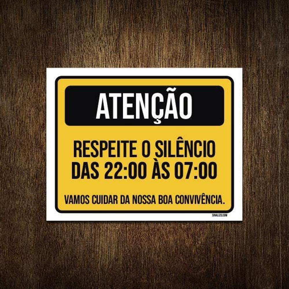 Placa Cuidado Respeite O Silêncio Boa Convivência 18X23