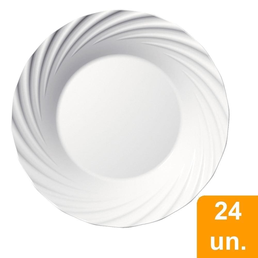 Conjunto de Pratos Fundos Duralex Opaline Jasmim 24 peças