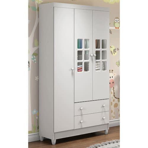 Guarda Roupa Infantil 3 Portas 2 Gavetas Ariane Branco Fosco com Amadeirado Carolina Baby é boa?