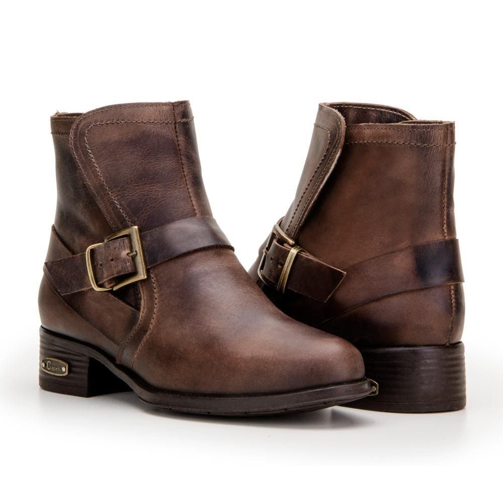 Bota Capelli Boots em Couro Cano Curto com Fivela Feminina