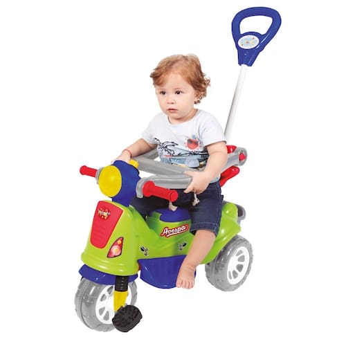 Triciclo infantil grande c/ empurrador 1-3 anos bandeirante velobaby no  Shoptime