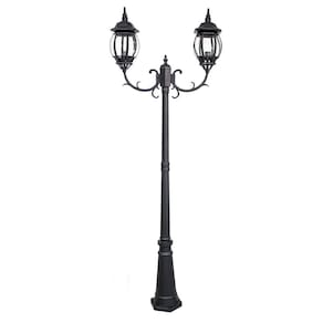 Poste Colonial Duplo para Jardim Preto para 2 lâmpada e-27 ST757