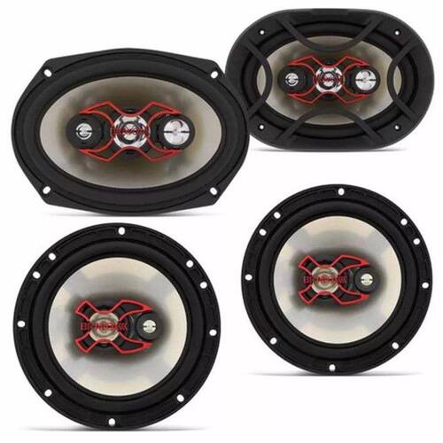 Kit Fácil Bravox Alto Falante 6 Polegadas Triaxial e 6x9 Polegadas Quadriaxial 240W RMS 4 Ohms Bobina Simples