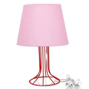 Abajur Torre Dome Rosa/bolinha Com Aramado Vermelho