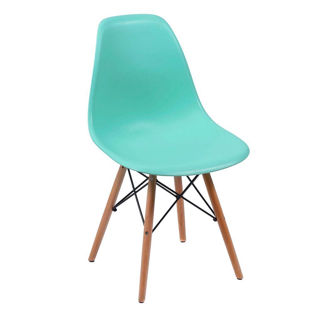 Cadeira Eames Eiffel com Pés de Madeira - Verde Tiffany
