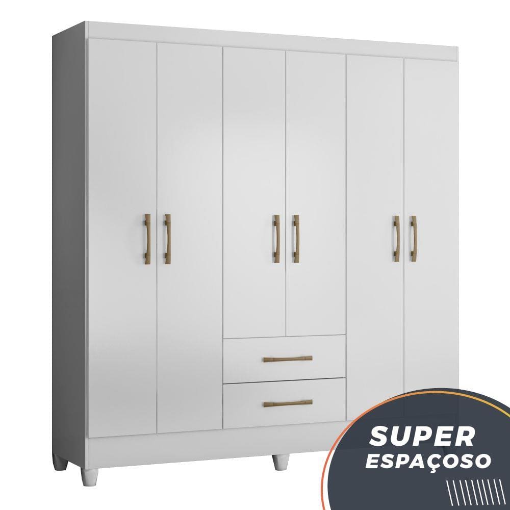imagem-Guarda Roupas Casal com 6 Portas Panamá Branco