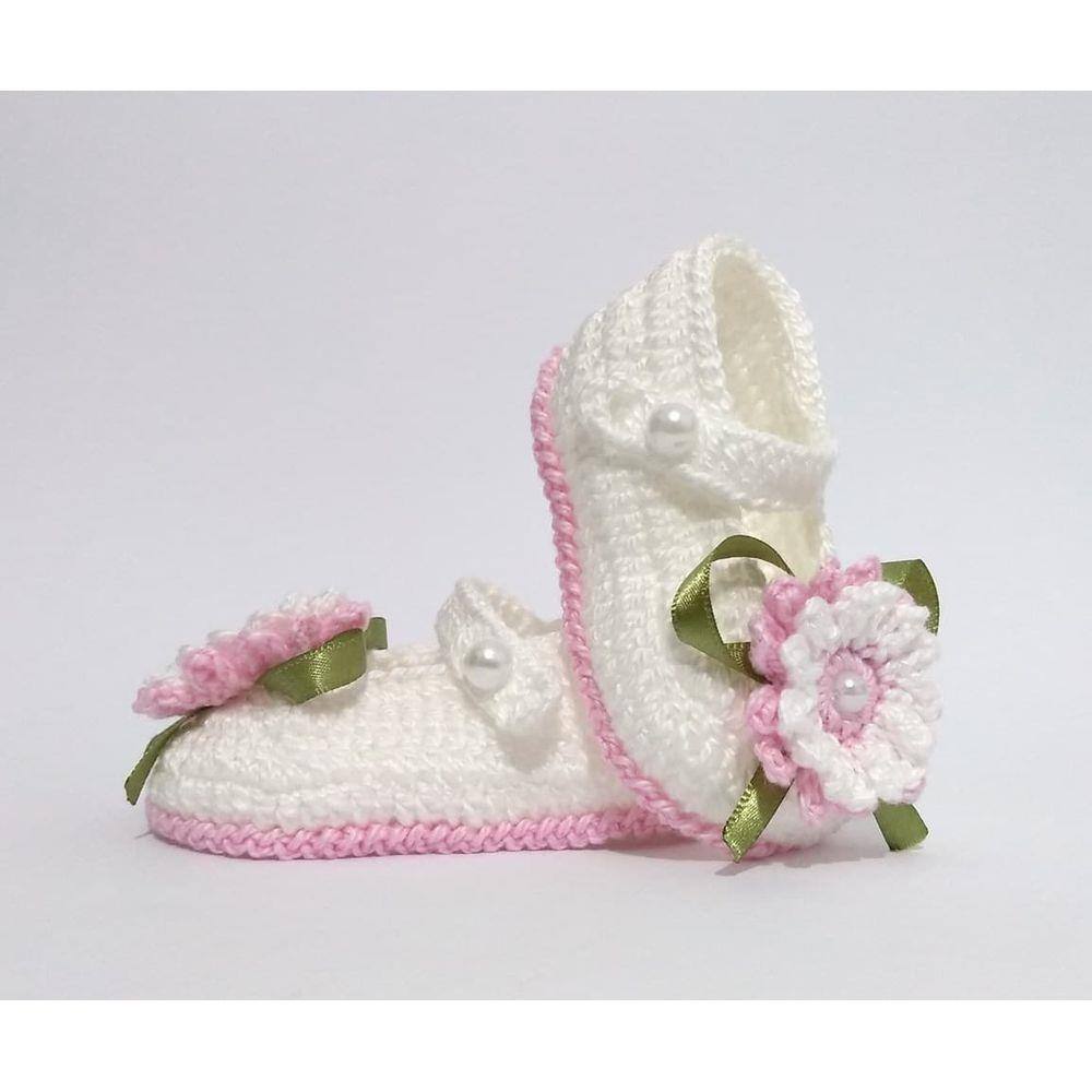 A356 Sapatinho croche bebe feminino branco saida maternidade | Casas Bahia