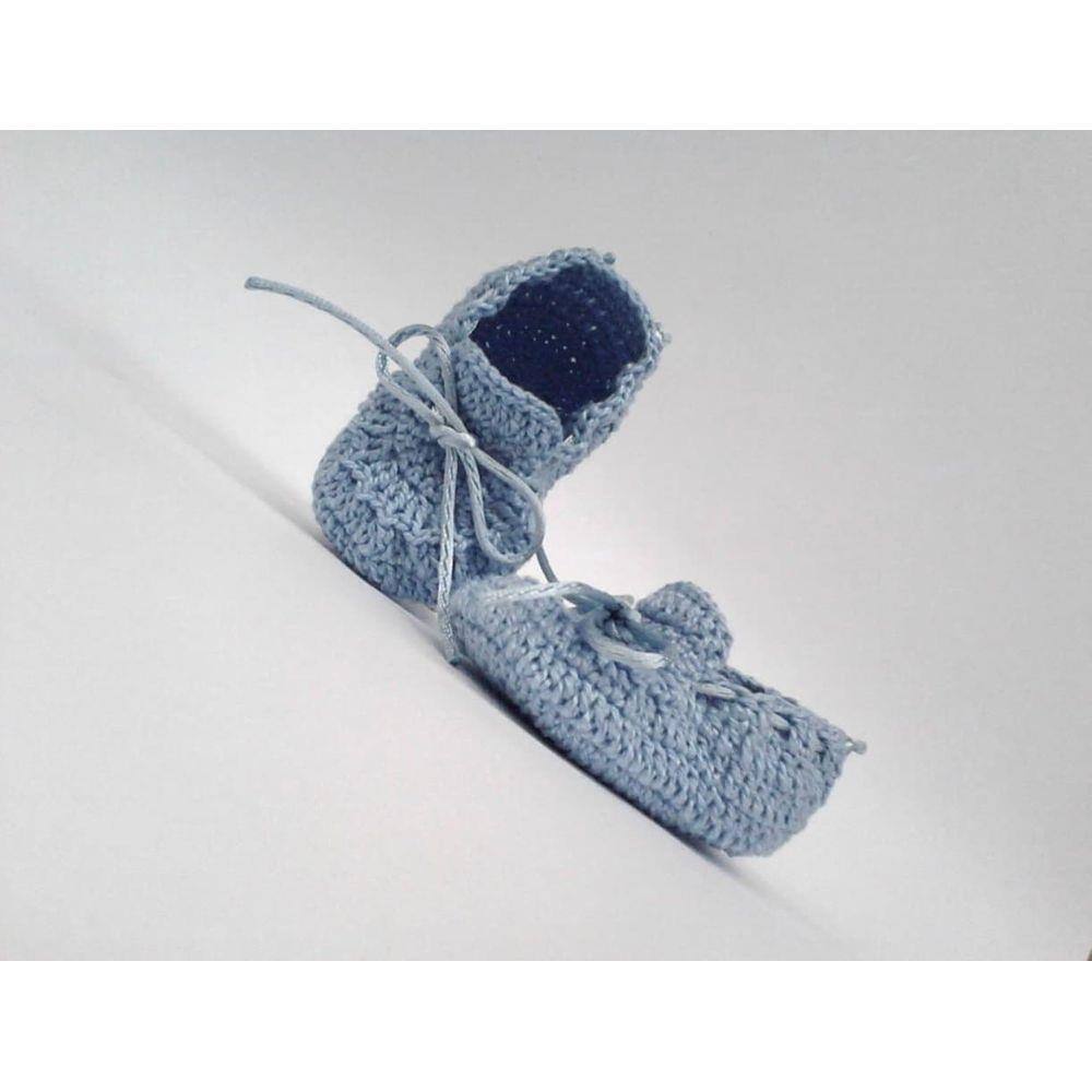 A430 Sapatinho tenis de croche para bebe masculino azul com cadarco | Casas  Bahia
