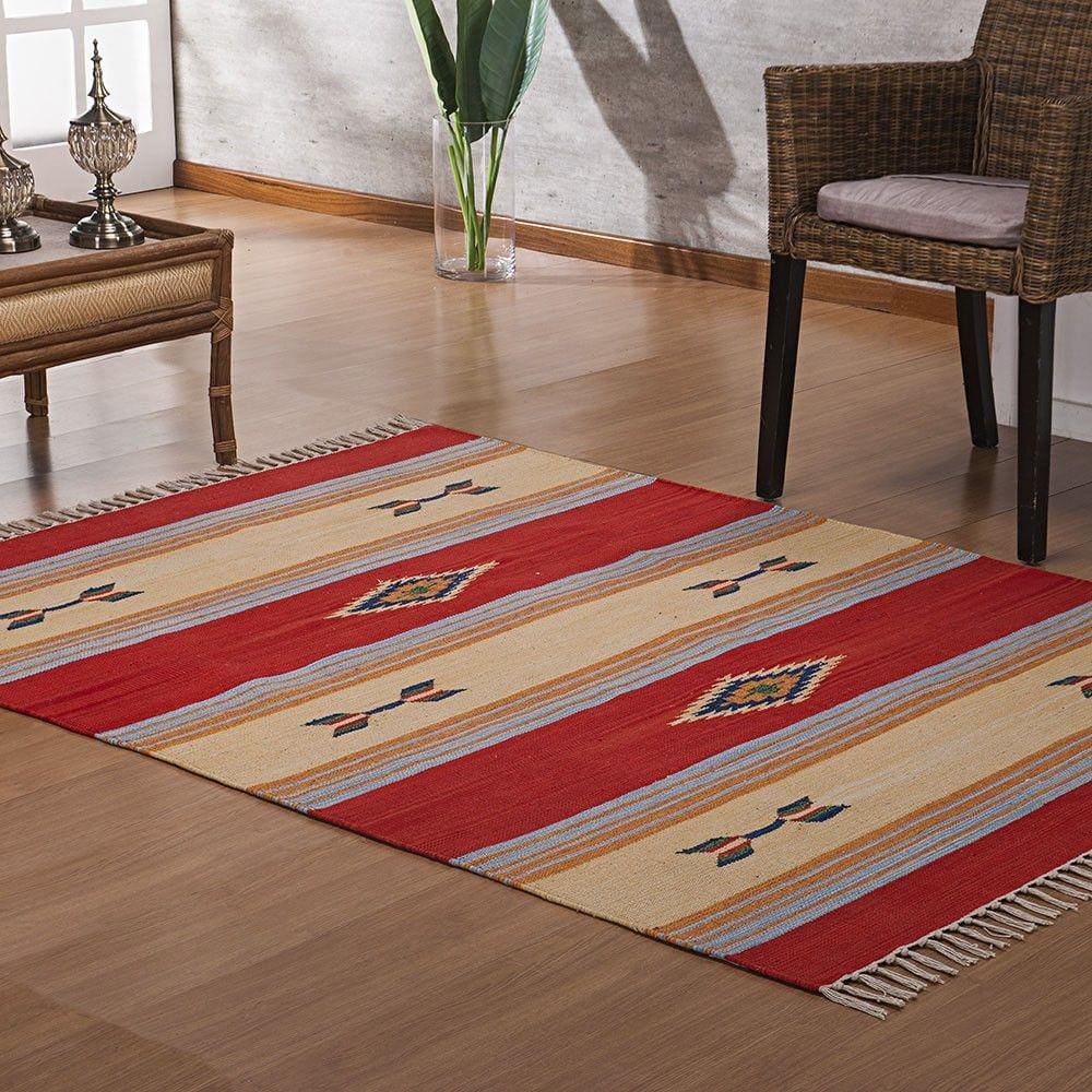 Tapete Kilim - 1,40m x 2,00m - 100% Algodão - Desenho 007 - Niazitex