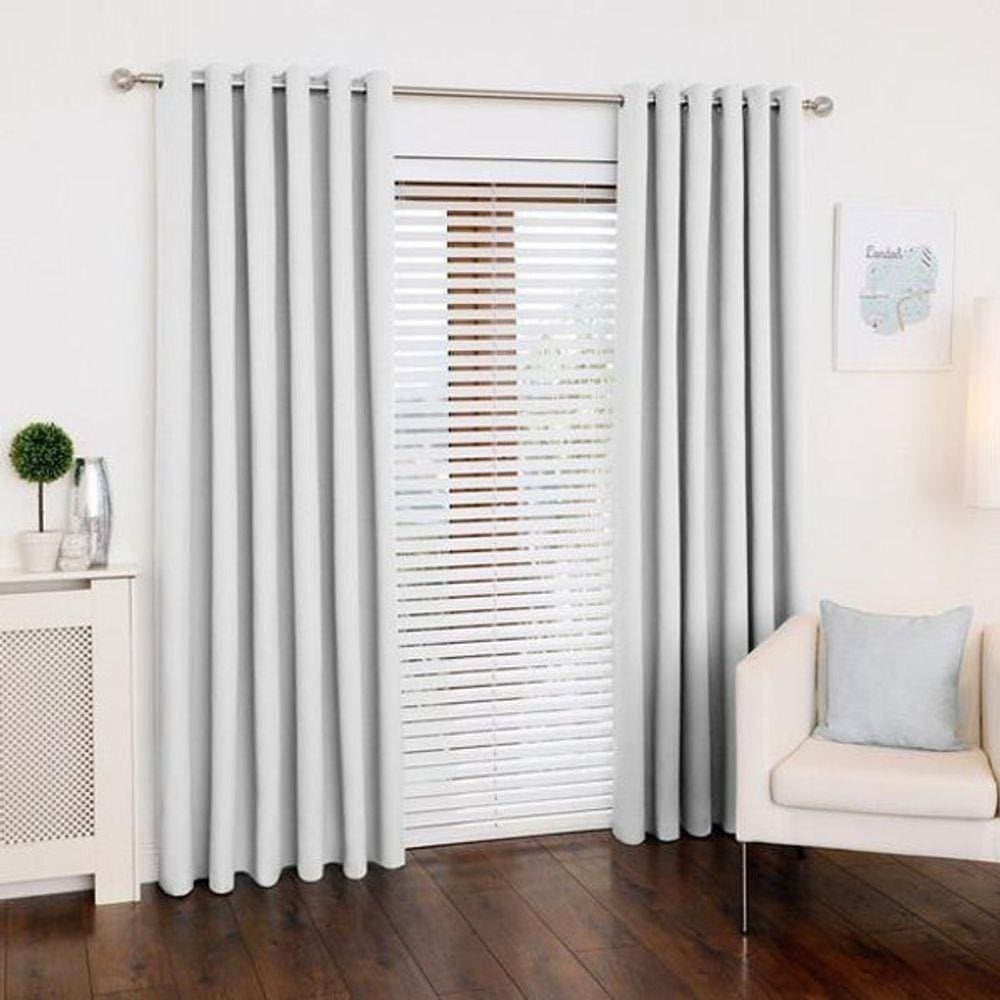 Cortina Branca Sala Quarto 300X180 Para Varão - Fabritex