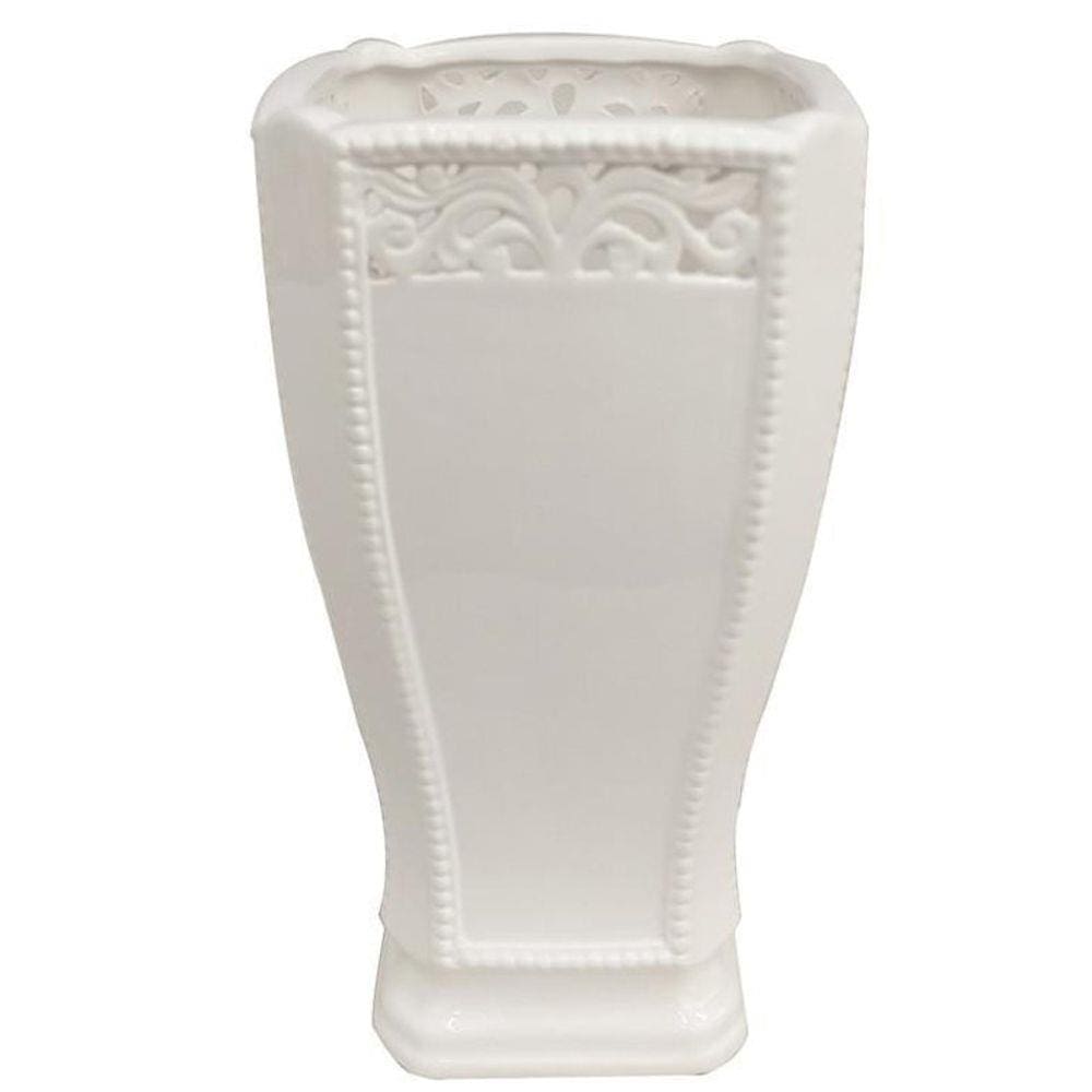 Vaso De Ceramica Branco 12X24Cm