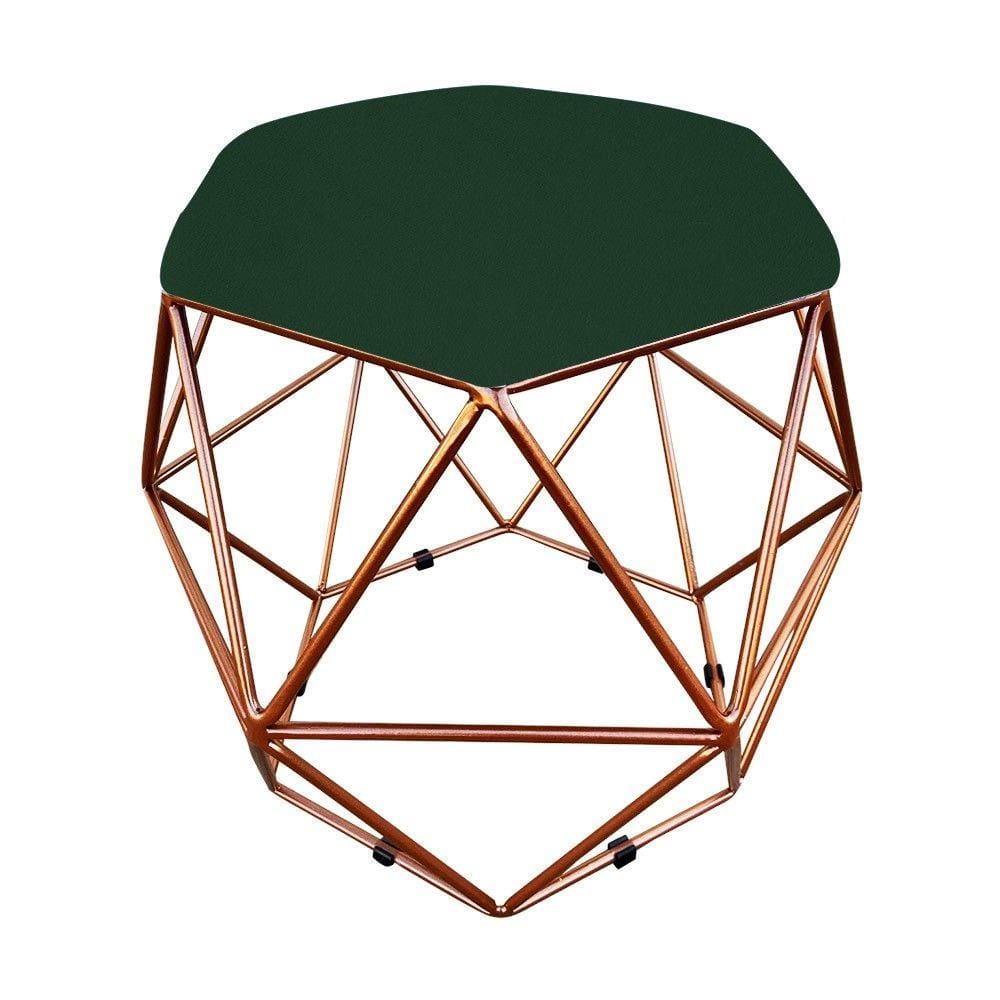 Puff Aramado Hexágono Suede Base Bronze D`Rossi