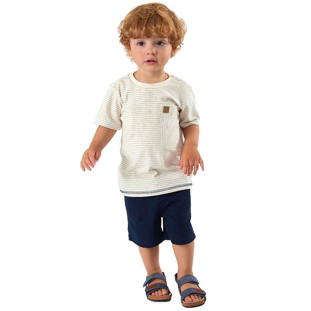 Conjunto Infantil Camiseta e Bermuda em Sarja Natural Up Baby