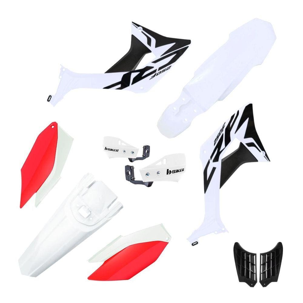 Kit Plástico Biker Evo Crf 250f Com Adesivos + Protetor De Mão Biker