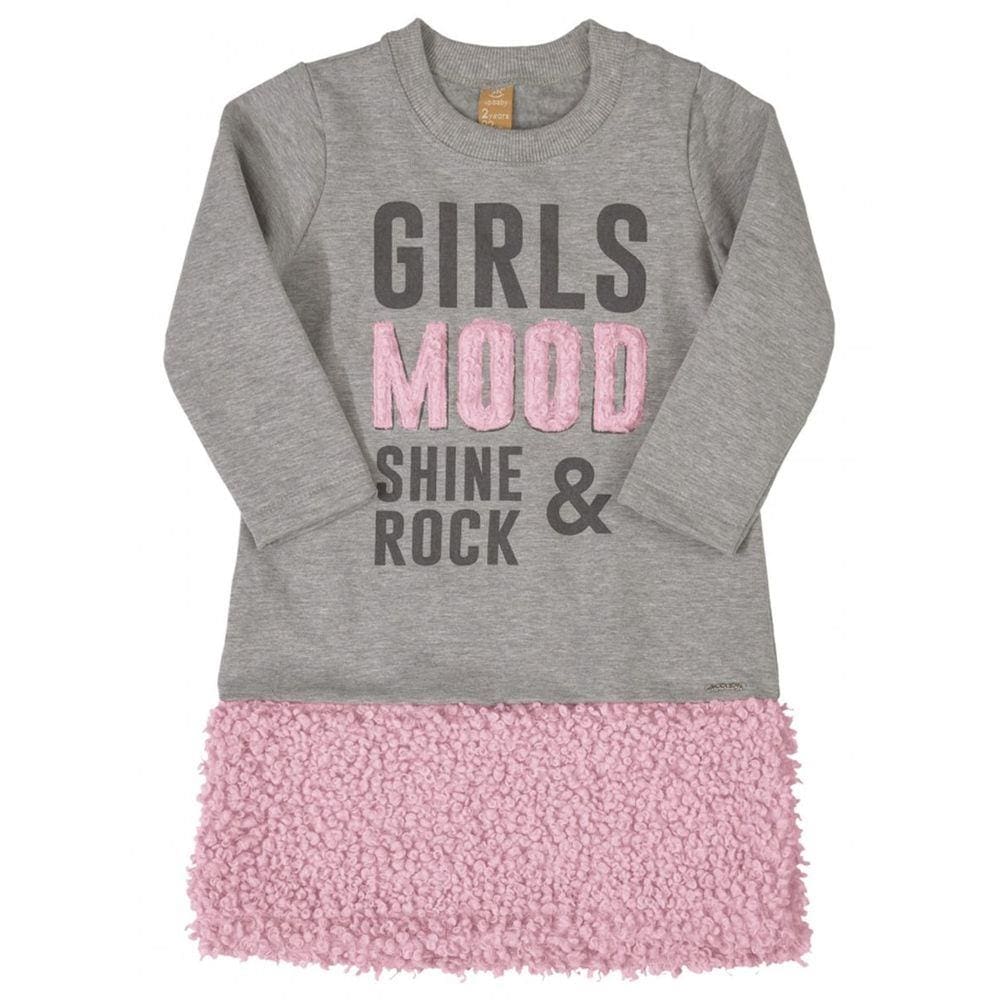 Vestido Infantil Manga Longa com Pelo Mescla Up Baby