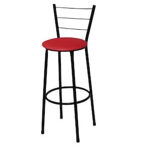 Banqueta Alta Preta com Assento Vermelho Fortmix