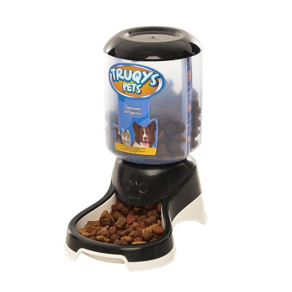 Comedouro Pet Automático Galão 1Kg Truqys Pets Preto