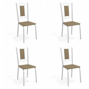 Conjunto 4 Cadeiras Metal Florença Kappesberg Cromado/Capuccino