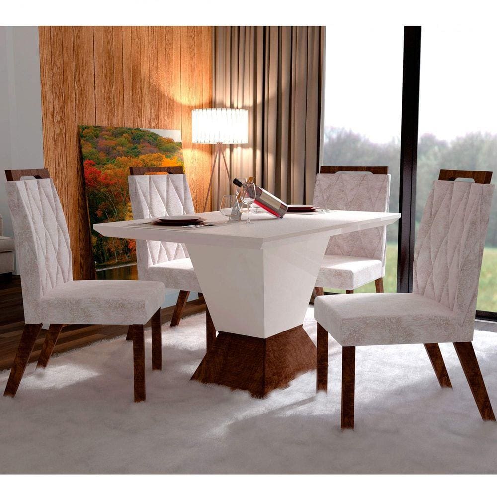 Conjunto sala de jantar mesa esmeralda tampo em vidro preto 6 cadeiras