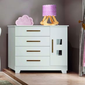Cômoda 4 Gavetas 1 Porta Soft Life Tigus Baby Branco