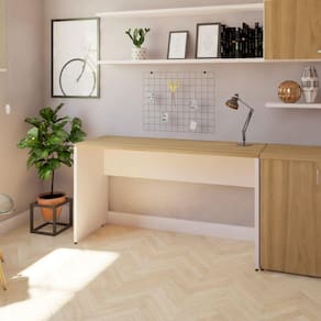 Mesa Reta Corp 25mm 170 cm Bramov Móveis Branco/Carvalho Mel