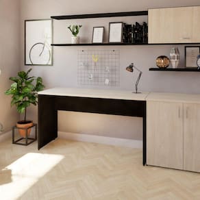 Mesa Reta Corp 25mm 180 cm Bramov Móveis Preto/Geneve
