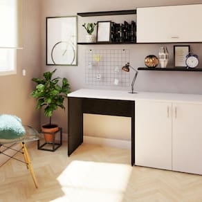 Mesa Reta Corp 25mm 90 cm 47 cm Bramov Móveis Preto/Branco