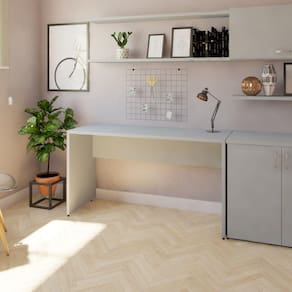 Mesa Reta Corp 25mm 180 cm Bramov Móveis Cinza Cristal