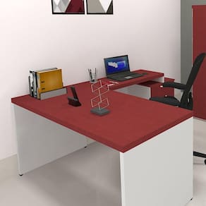 Mesa Reta Natus 40mm 110 cm 60 cm Bramov Móveis Branco/Vermelho
