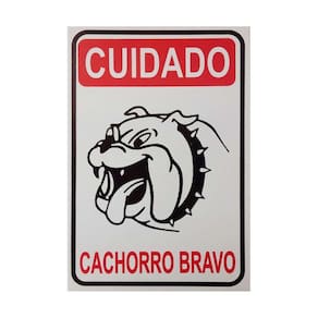Placa De Sinalização Cuidado Cachorro Bravo 20X30 - Ps28 F5E