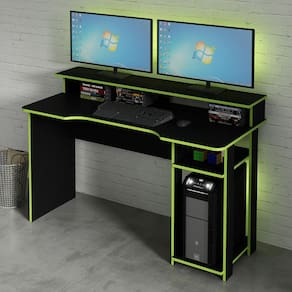Mesa Gamer com Porta CPU Tecno Mobili Preto/Verde