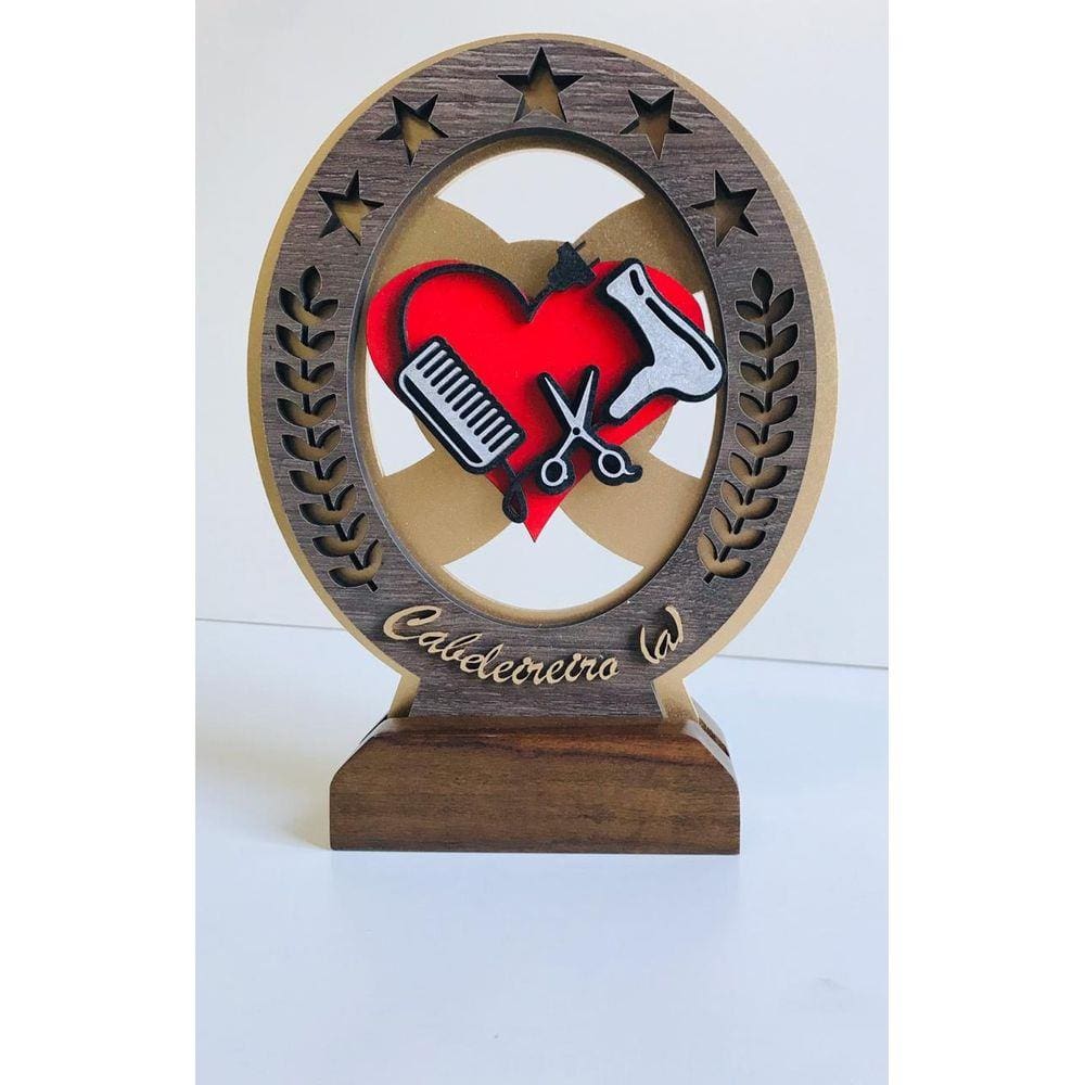 Troféu Profissão Cabeleireiro 3d Em Mdf E Madeira 25cm