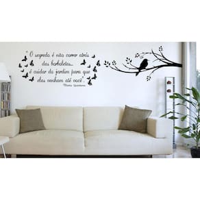 Adesivo Decorativo De Parede Frase Com Galho E Passaro