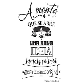 Adesivo Decorativo De Parede Frase A Mente Que Se Abre Ideia